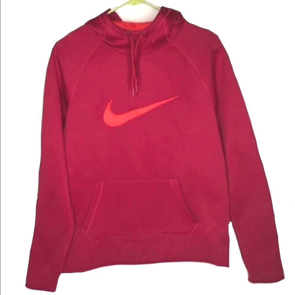 Nike Dri-Fit Red Swoosh Hoodie Sweatshirt Womens Medium Athletic Performance